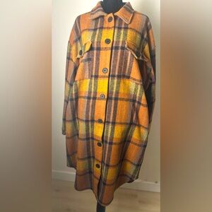Women’s XL Flannel Plaid Button Down Shirt Long Sleeve Shacket Coat Jacket
